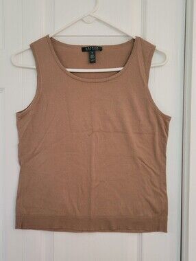 Ralph Lauren Tan Sleeveless Knit Tank Top